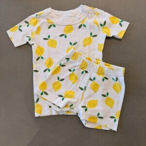 Hanna Andersson Organic Cotton Short John Pajama Set – Lemons Print (Size 2)